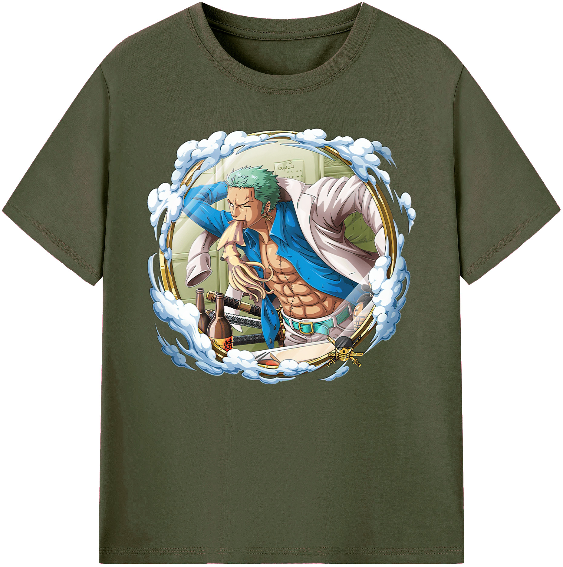 ワンピース ロロノア・ゾロ ONE PIECE Roronoa Zoro 綿100％ メンズ半袖Tシャツ｜肌触りやわらか＆通気性